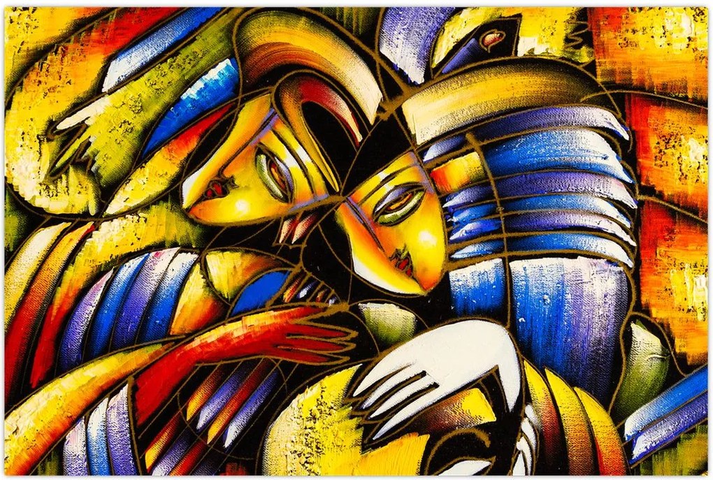 Tablou - Pictură în ulei, îndrăgostiții (90x60 cm)