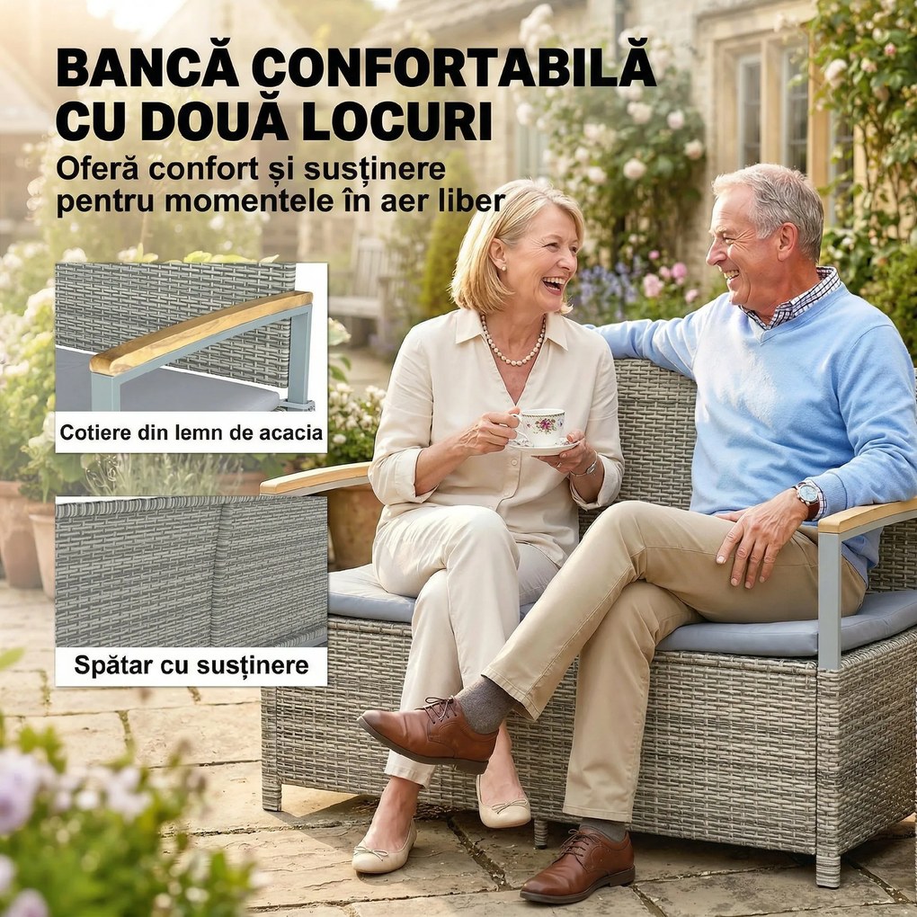 Outsunny bancă ladă poliratan împletit | Aosom Romania