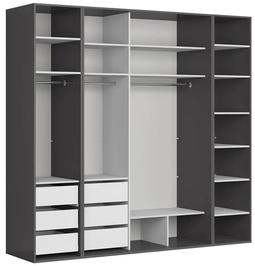 Dulap de haine Flex 138 (grafit + negru lucios) (cu oglindă). 1098237
