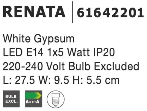 Aplica de perete cu iluminat ambiental gips alb RENATA