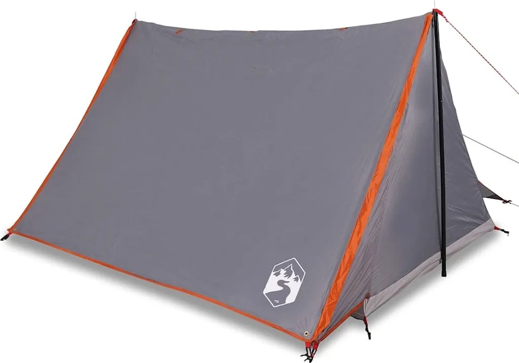 vidaXL Cort de camping pentru 2 persoane, gri/portocaliu, impermeabil