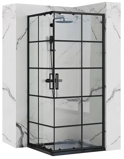 Cabina de dus patrata Rea Concept cu usi glisante 80x80 negru mat
