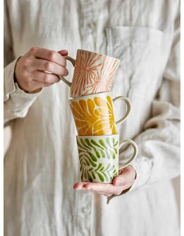 Cești 3 buc. pentru cappuccino din gresie 205 ml Fauni – Bloomingville