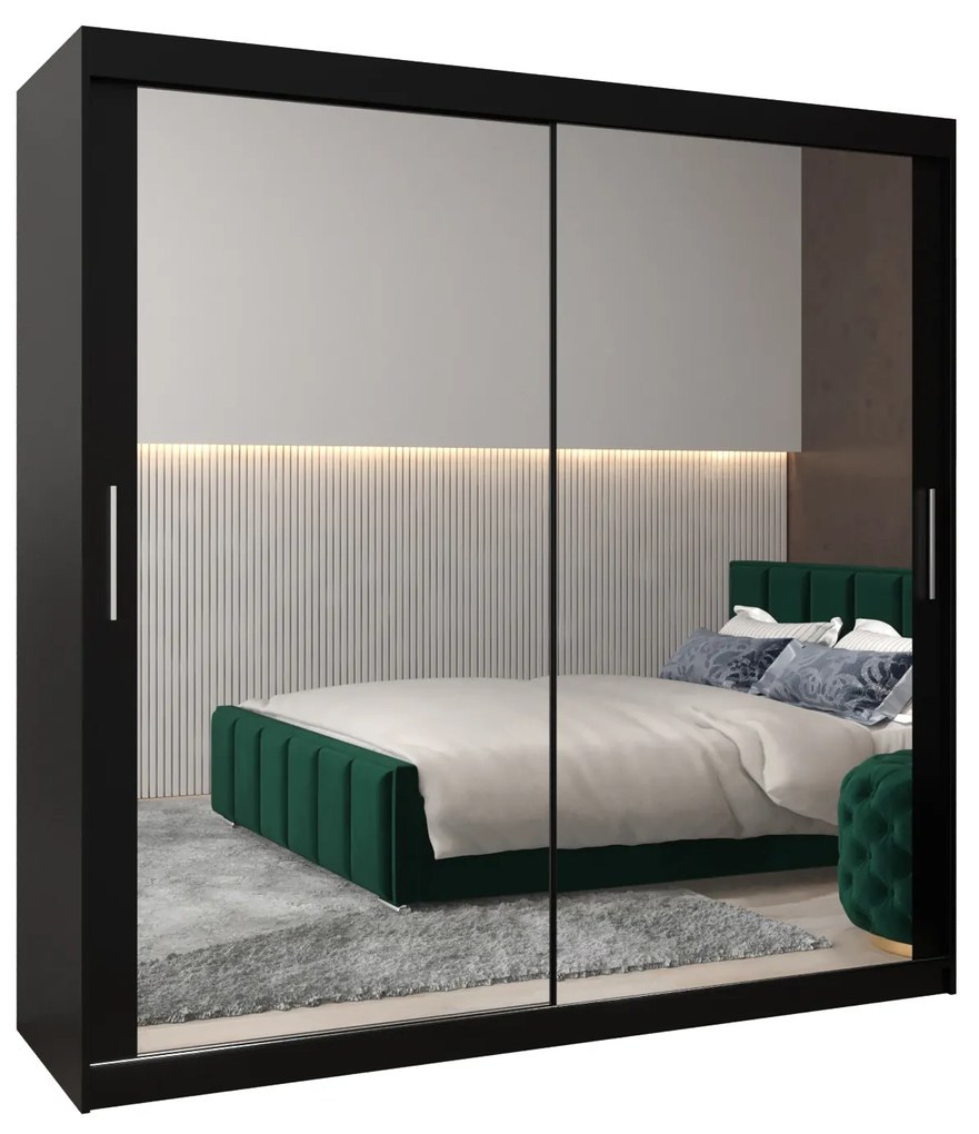 Dulap de haine 200 cm Toki 3 (negru mat + negru mat). 1065102