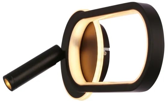 LED Aplica MONET 13W + 2W, 230V, 3000/4000/6000K, negru