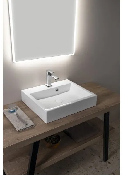 Sapho - Lavoar ORINOKO pentru montare pe blat, 50x42 cm, marmură/alb