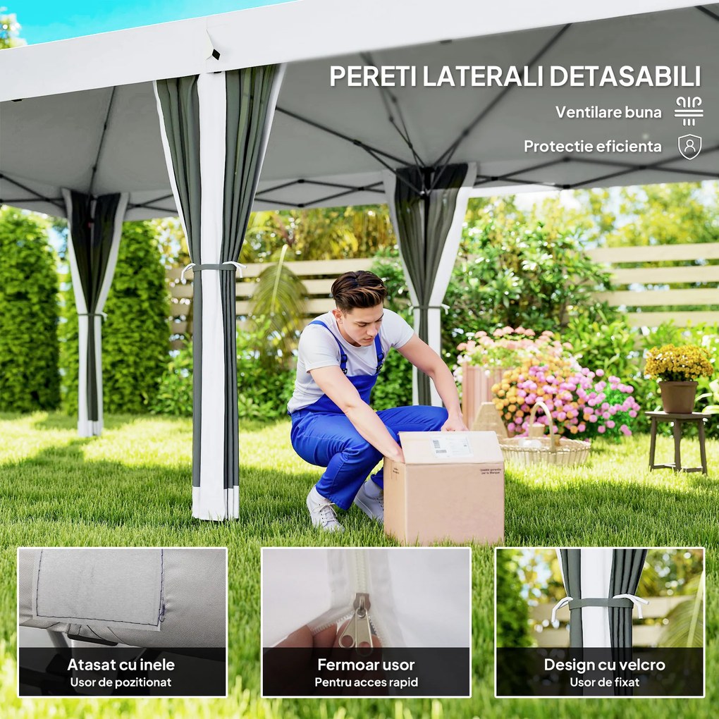 Outsunny Foisor de gradina cu plasa de tantari, alb, 3x6m | Aosom Romania