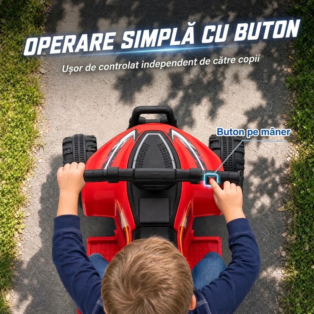 AIYAPLAY ATV Electric pentru Copii 18-48 Luni, 6V, 2 km/h, Sarcină 25 kg, Roșu | Aosom Romania