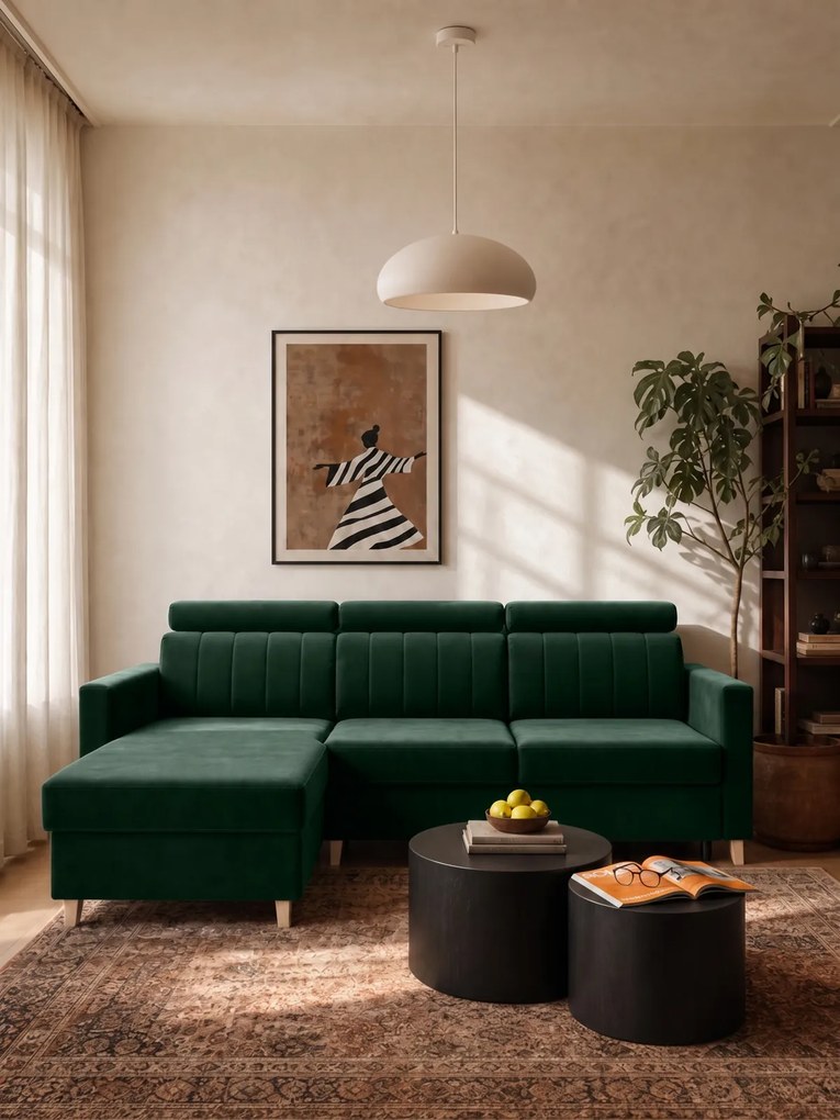 Colțar extensibil Vario universal - velur verde Bluvel 78