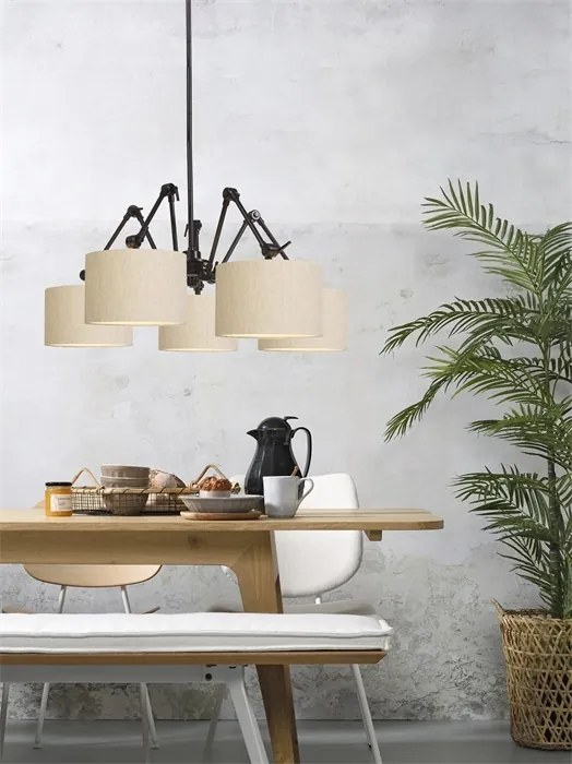 Lustra moderna cu 5 brate articulate Amsterdam abajur light linen