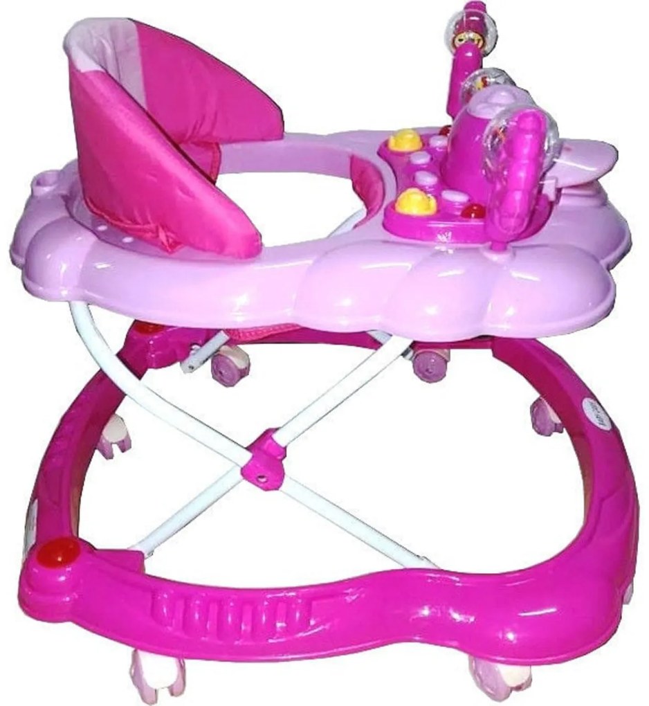 Premergator Reglabil in 3 Trepte Baby Care™ , Ratusca, Pliabil, 8 Roti,Cu Melodii, Roz