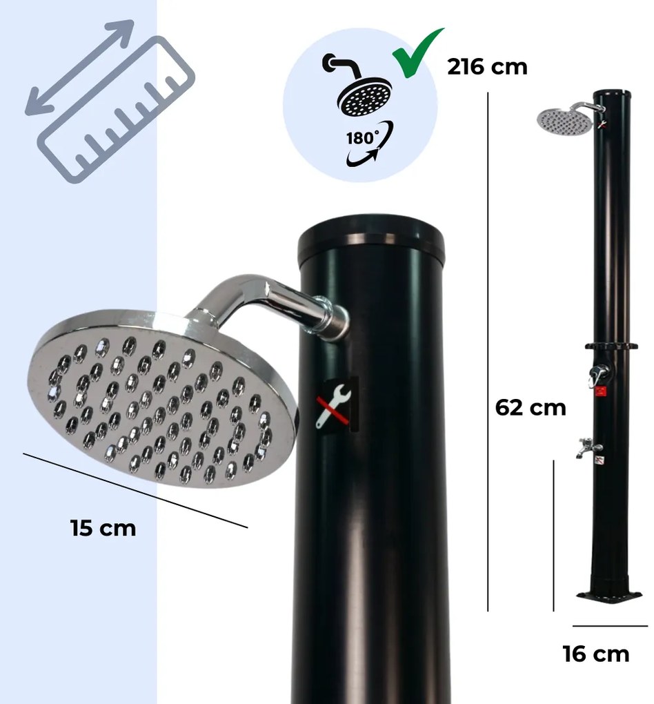 Jurhan Duș solar DELFINA, 20 l, negru