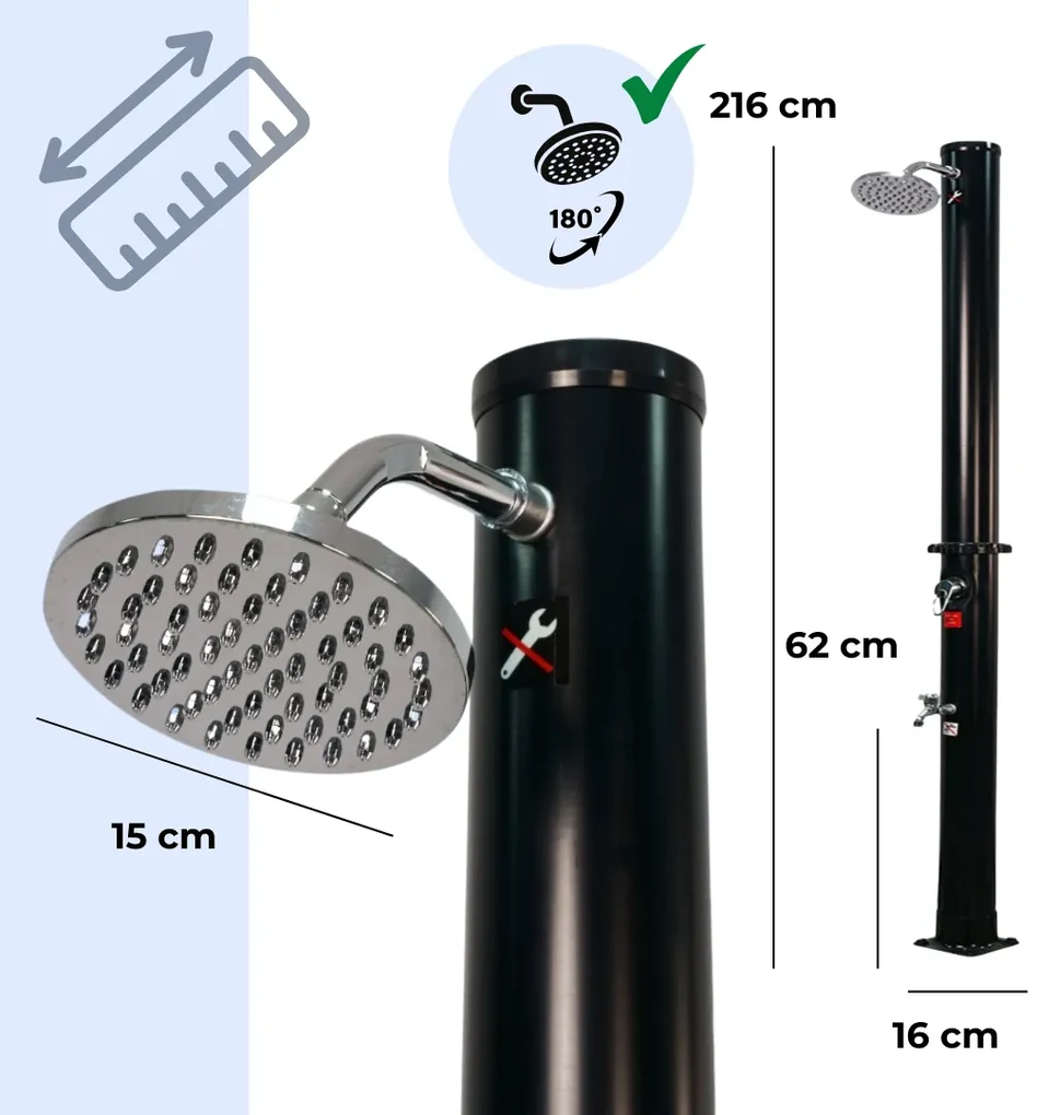 Jurhan Duș solar DELFINA, 20 l, negru