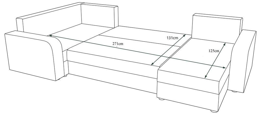Colțar în formă de U Harmony Long (Gri + Negru) (S). 1057209