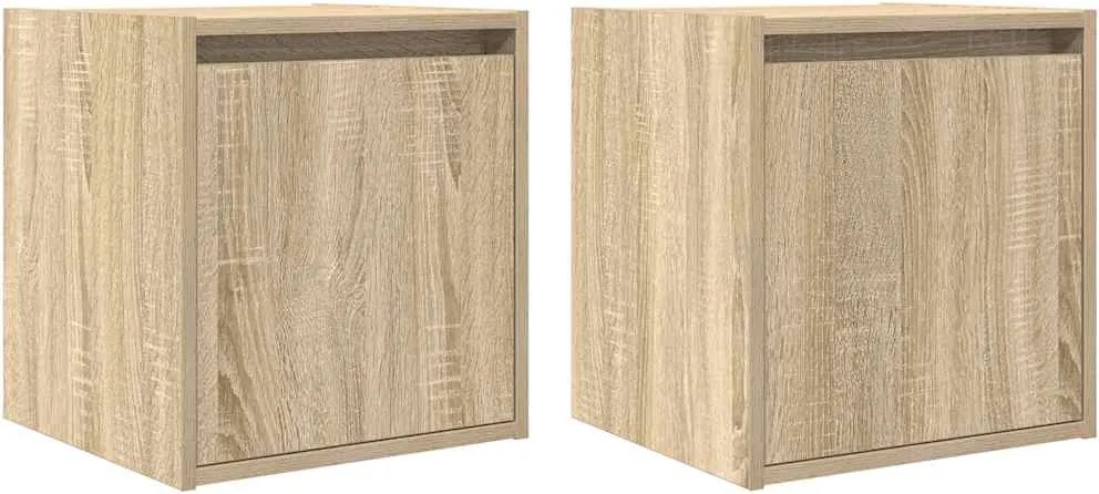 vidaXL Noptiere montate pe perete 2 buc Stejar Sonoma 38x34x40 cm