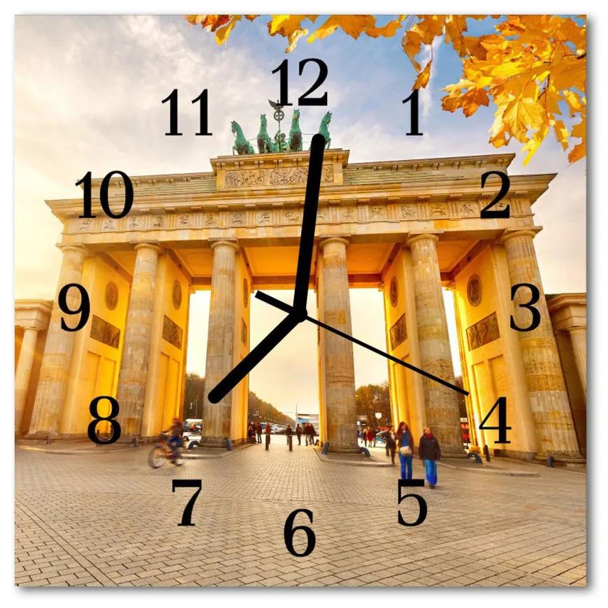 Ceas de perete din sticla pătrat Berlin Berlin galben