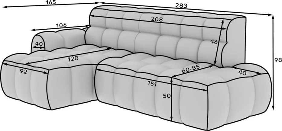 Colțar bej extensibil (cu colț pe partea stângă/cu șezlong) Ceedro – ELTAP