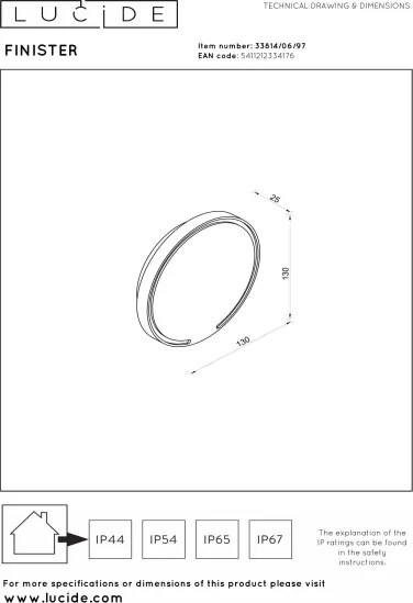 Lucide 33814/06/97 - Aplica de perete LED pentru exterior FINISTER LED/6W/230V IP54