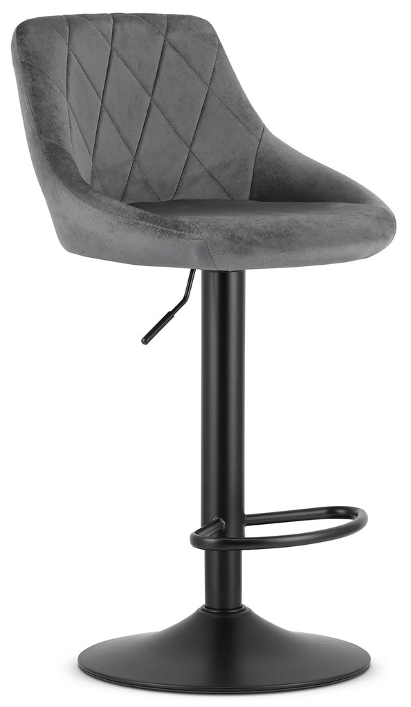 PROMO Scaun de bar gri VELVET KAST cu picior negru II calitate