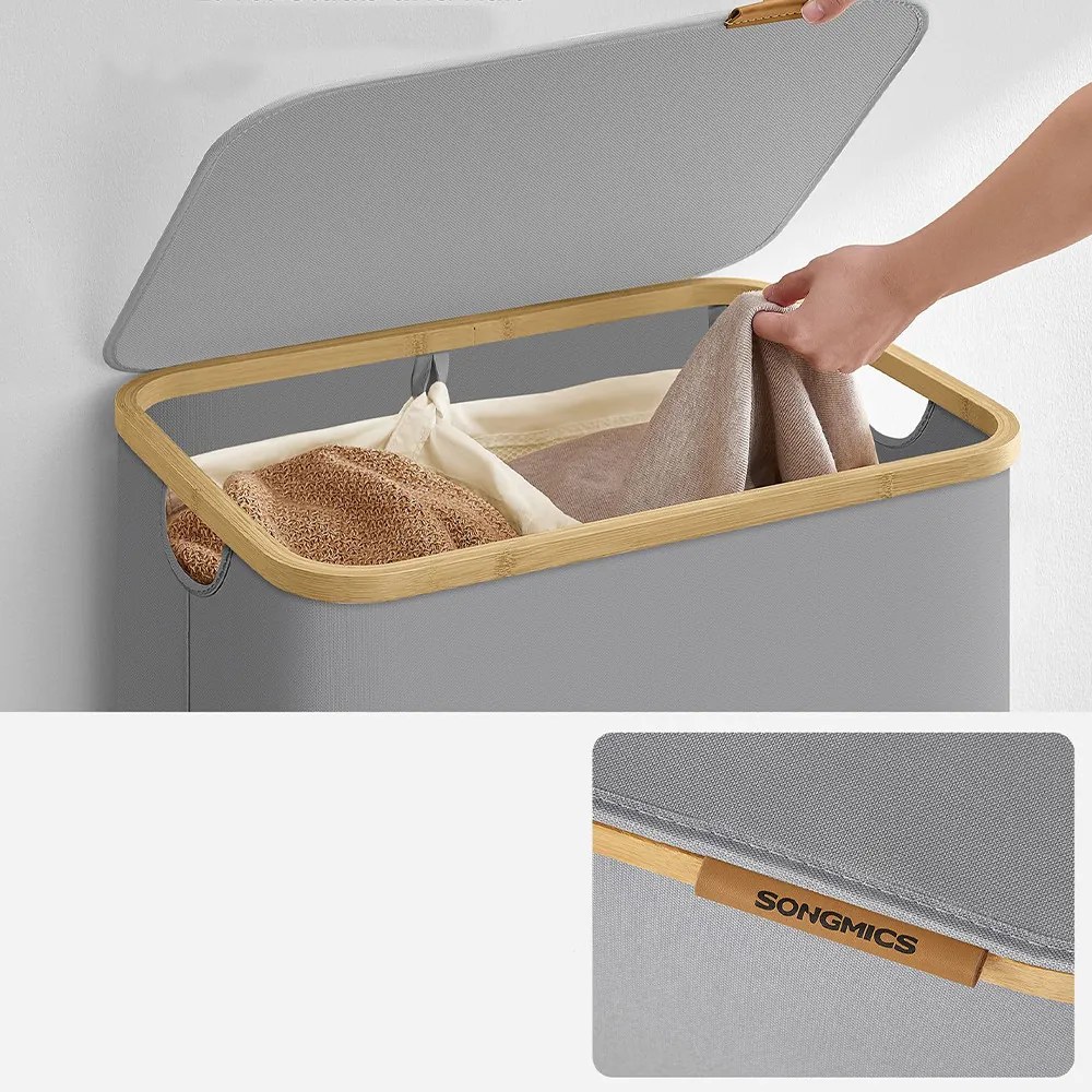 Coș de rufe din plastic, gri