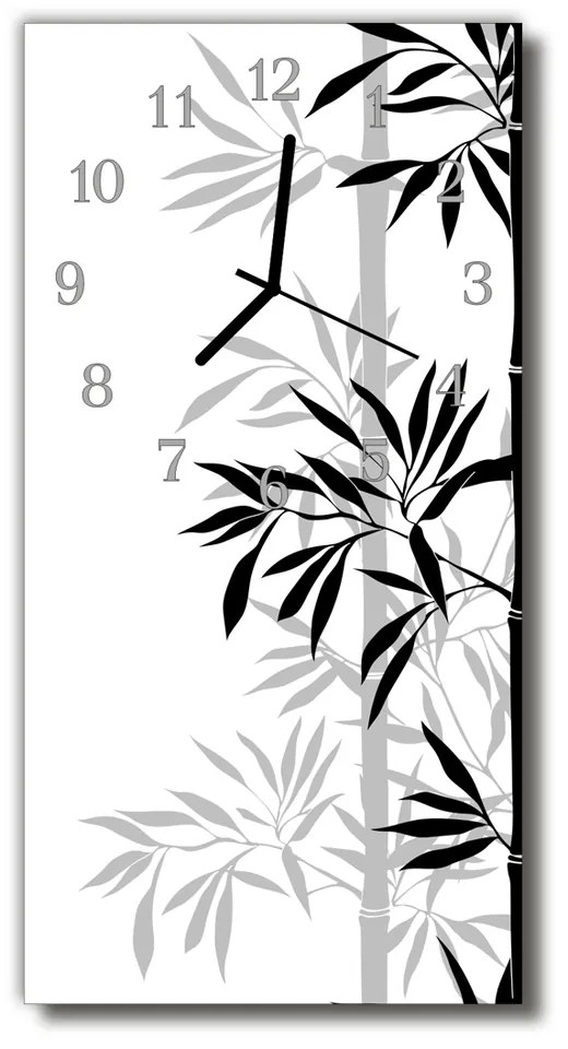 Ceas de perete din sticla vertical Natura bambus alb