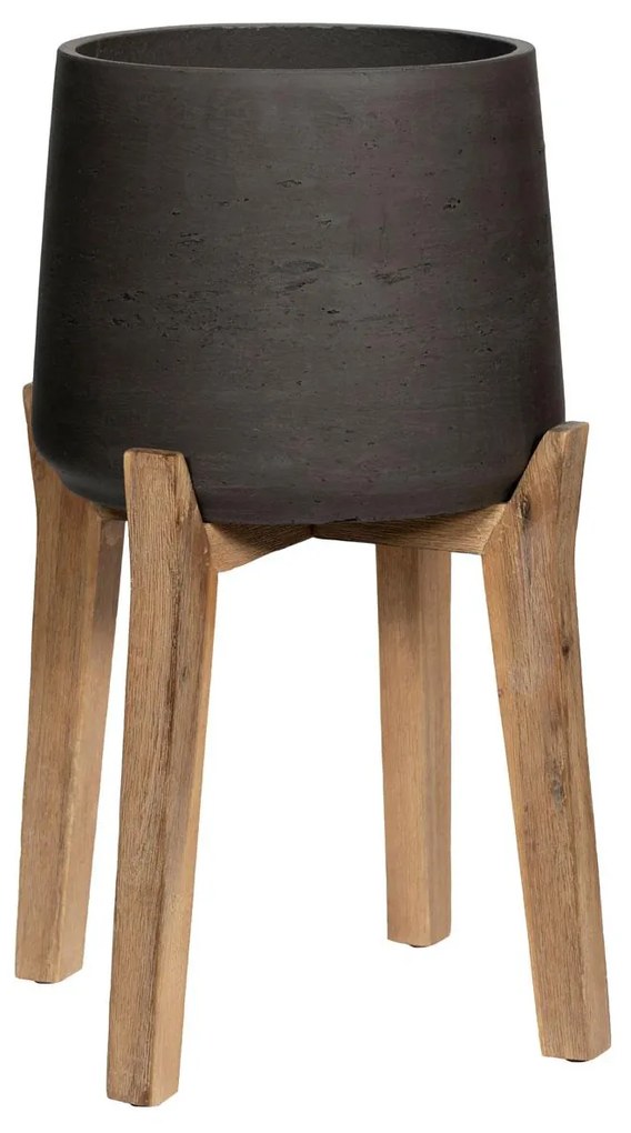 Ghiveci de flori Patt pe picioare înalte, culoare - negru antic, mai multe dimensiuni - PotteryPots mărimea: XL - v. 18,5 cm, ⌀ 19 cm / v. 43.5 cm, ⌀ 30.5 cm