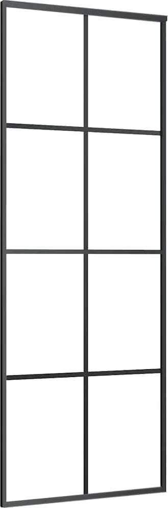 vidaXL Ușă glisantă, negru, 76x205 cm, sticlă ESG și aluminiu
