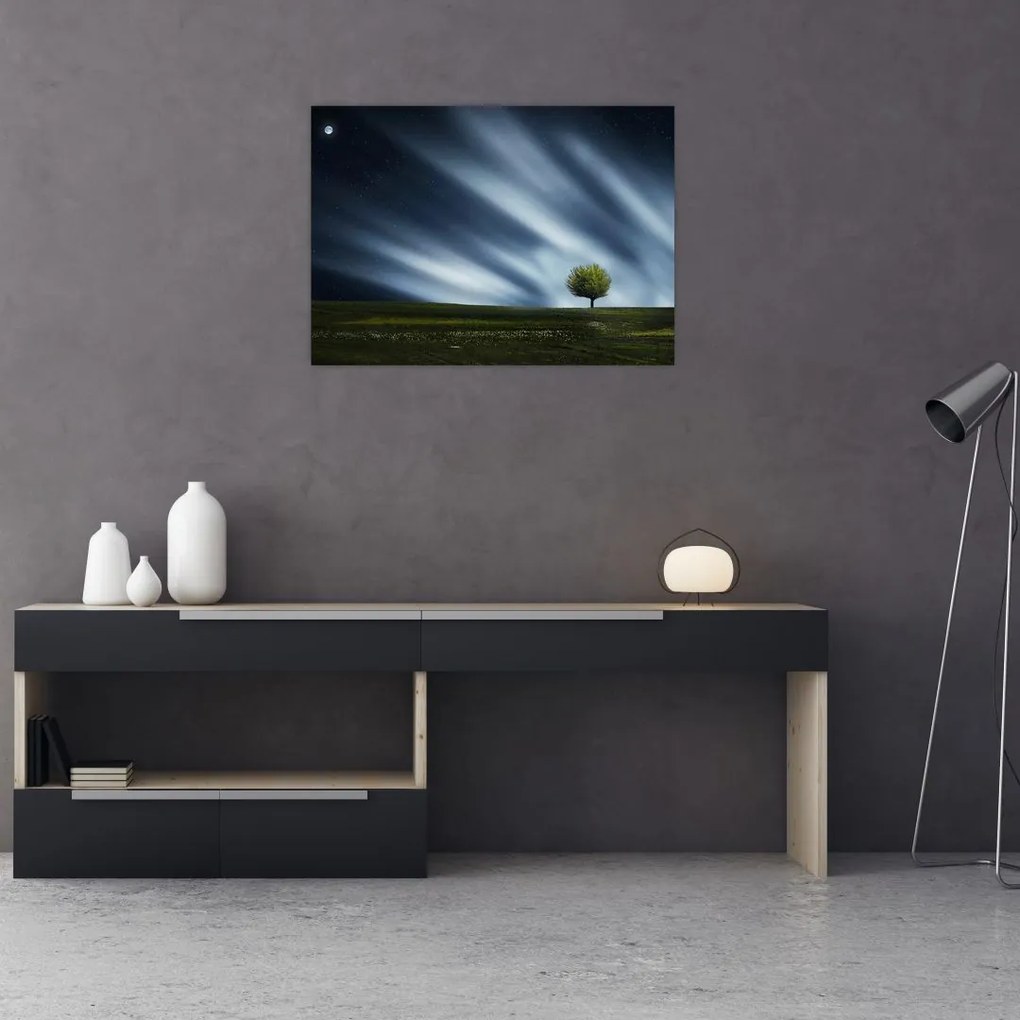 Tablou pe sticlă - Aurora boreală (70x50 cm)