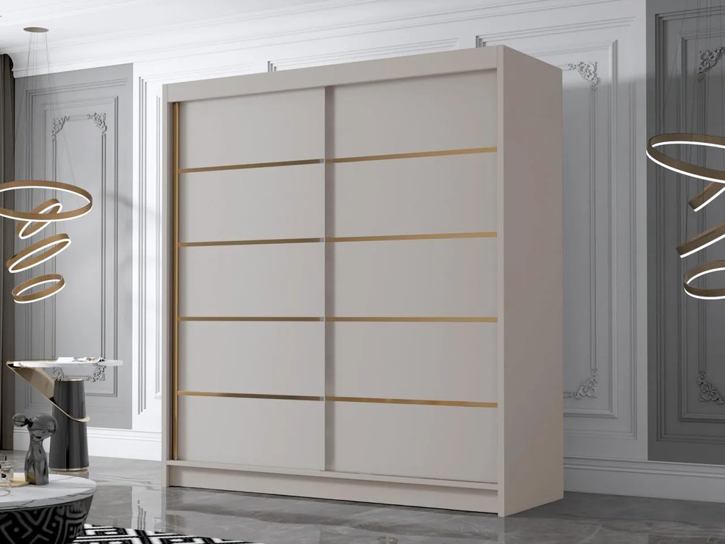 Dulap de haine cu uși culisante Bratoke IV 180 (Cașmir + auriu) . Promo -17%. 1105694