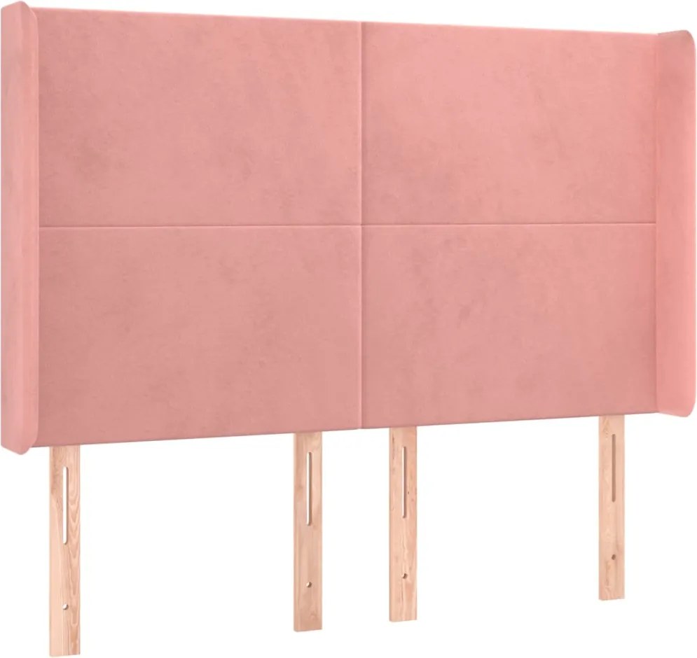vidaXL Tăblie de pat cu aripioare, roz, 147x16x118/128 cm, catifea