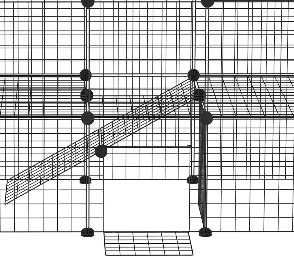 PawHut Țarc din Metal pentru Animale Mici de Companie cu 36 de Panouri Metalice și Ușă, 146x73x73 cm, Negru | Aosom Romania