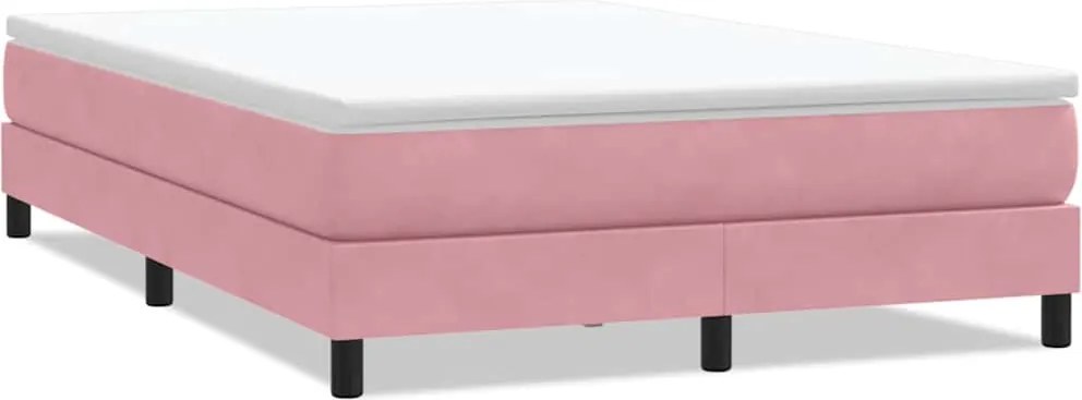 vidaXL Pat cu arcuri fără saltea roz 140x210 cm catifea