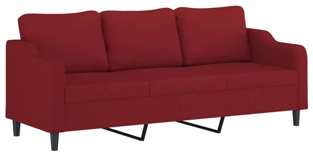 348967 vidaXL Canapea cu 3 locuri, roșu vin, 210 cm, material textil