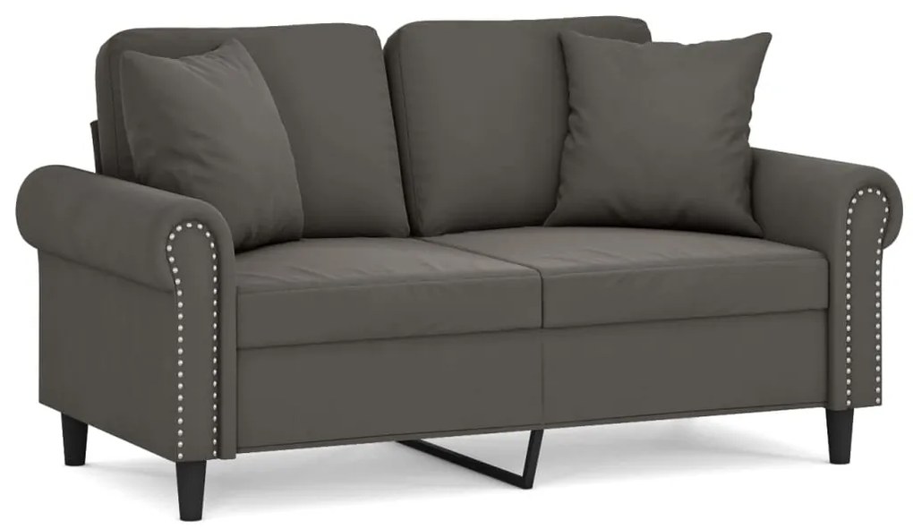 3153196 vidaXL Canapea cu 2 locuri cu perne&pernuțe gri închis 120 cm, catifea
