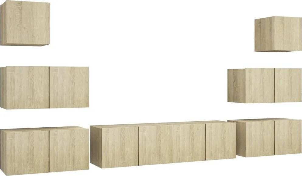 vidaXL Set dulapuri TV, 8 piese, stejar sonoma, lemn prelucrat