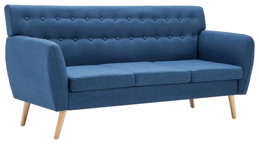247130 vidaXL Canapea 3 locuri, tapițerie textilă, 172x70x82 cm, albastru