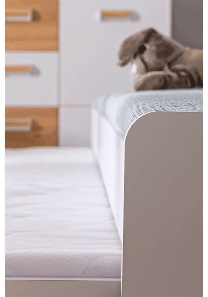 Pat, cu un pat suplimentar, alb/stejar nash , 200x80, EGO L16