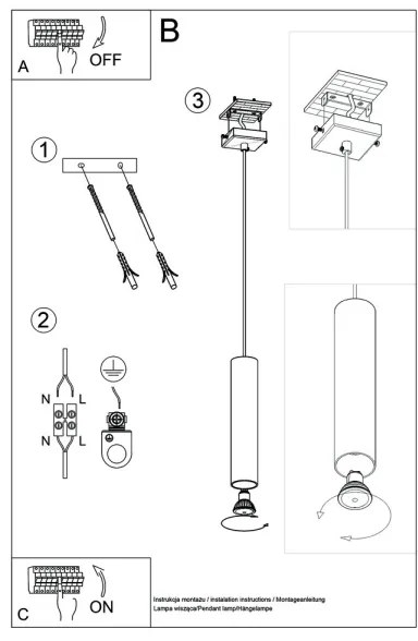 Lustră pe cablu LAGOS 1 1xGU10/40W/230V alb