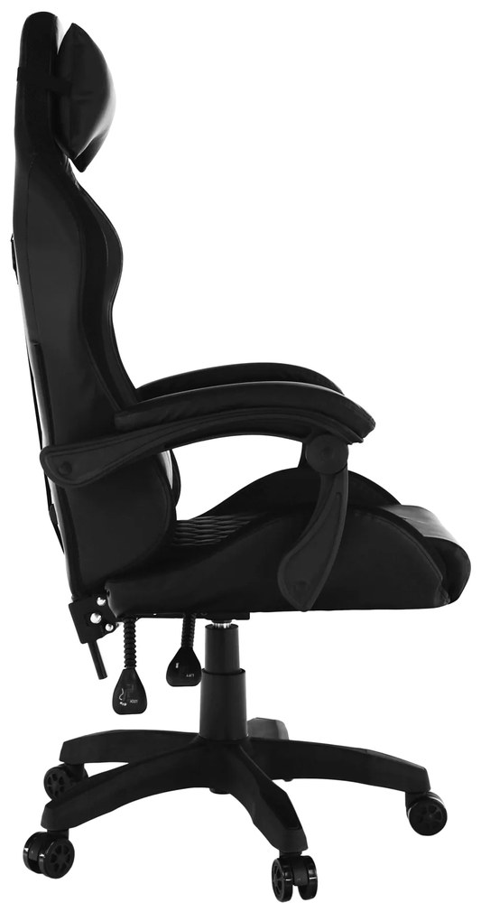 Scaun de birou / joc cu iluminare LED RGB, negru, MAFIRO