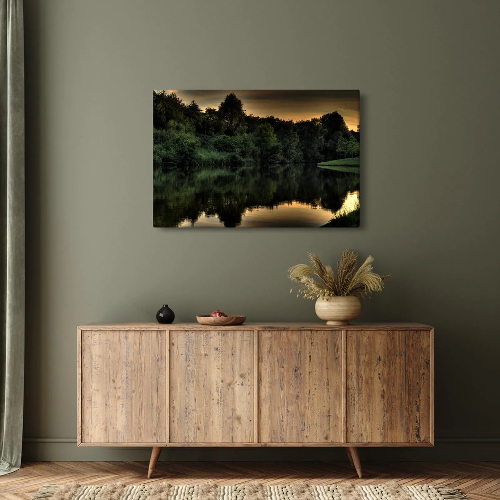 Tablou cu lac în pădure (90x60 cm)