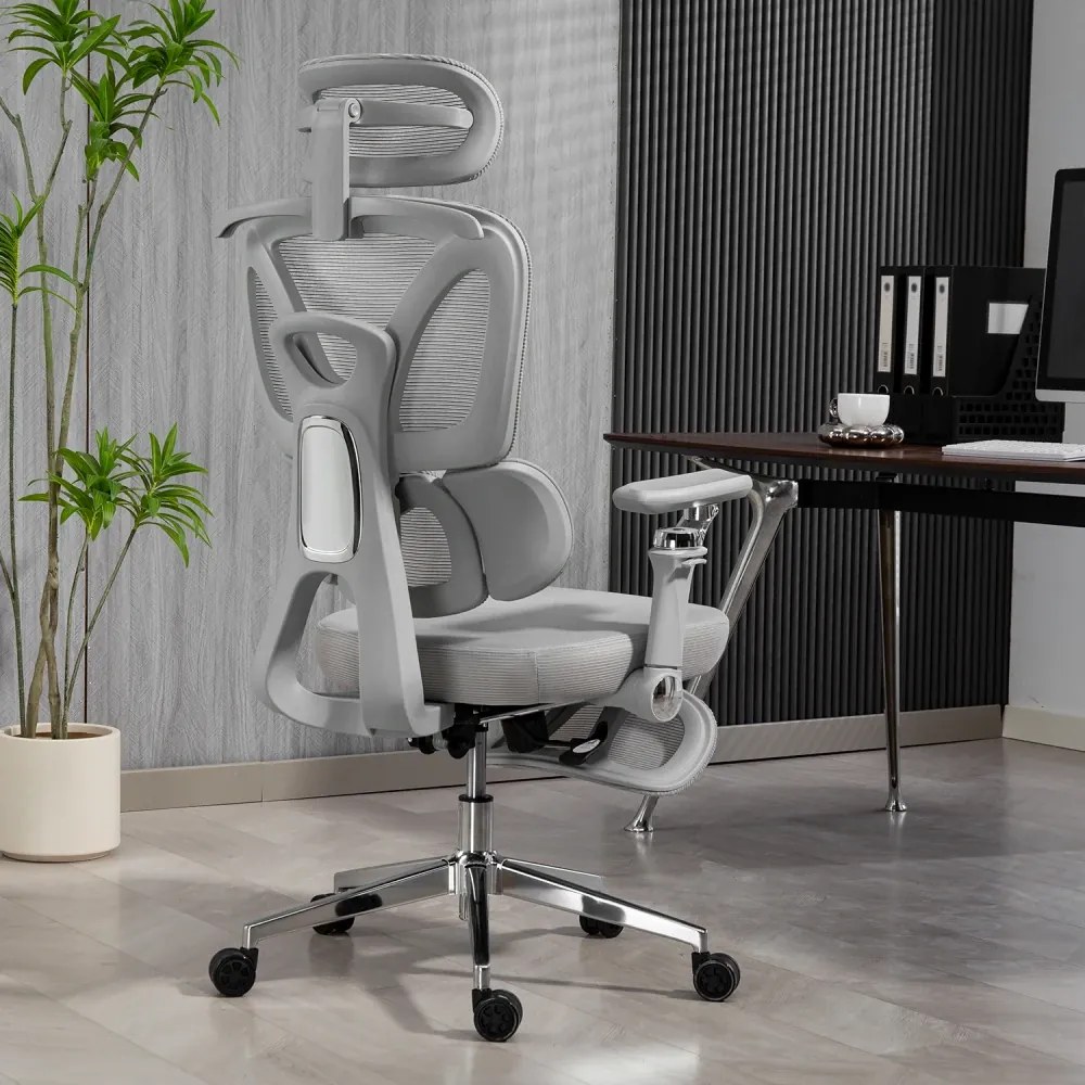 METACHAIR FOAM SEAT Scaun ergonomic, cotiere 6D, suport lombar reglabil, spătar reglabil înălțime, tetieră 2D, suport picioare, mecanism multifunctional inclinare/blocare, pivotant, Mesh, Gri