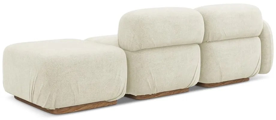 Șezlong modular crem cu tapițerie din țesătură bouclé (cu colț pe partea dreaptă) Ailani – Makamii