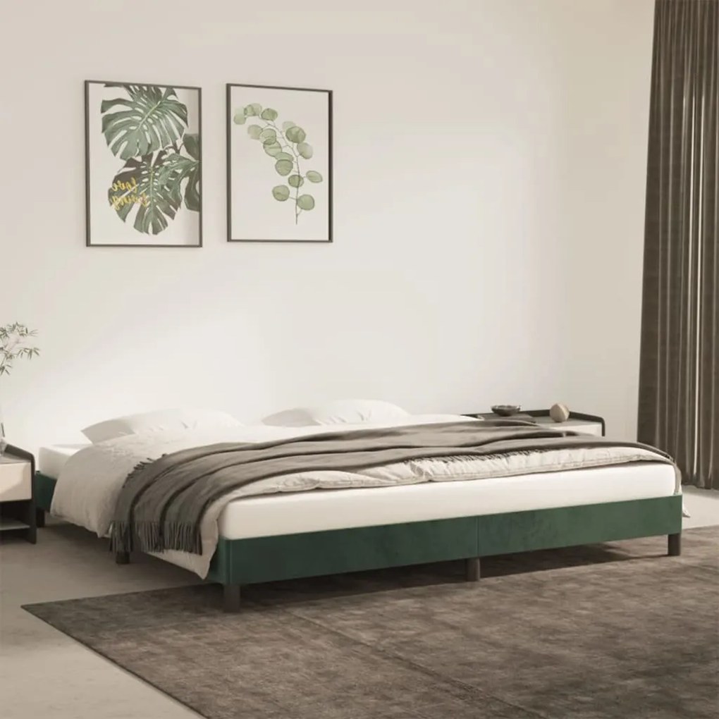 vidaXL Cadru de pat fără saltea, verde închis, 200x200 cm, catifea