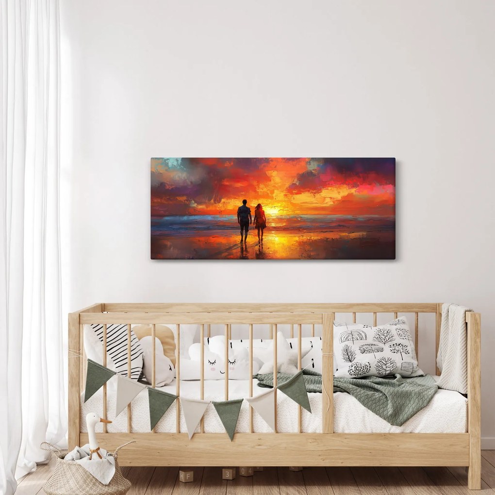 Tablou - Plimbare pe plajă (120x50 cm)