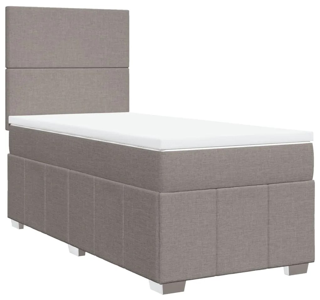 3291520 vidaXL Pat box spring cu saltea, gri taupe, 90x190 cm, textil