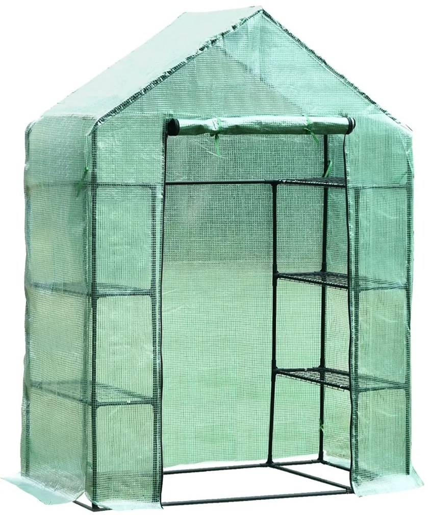 Outsunny Sera de gradina pentru plante cu rafturi si acoperis, sera pentru legume, fructe, gradinarit 143x73x195cm| Aosom Ro