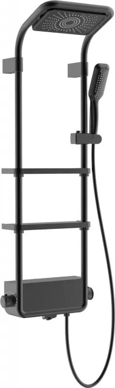 Mexen Dazz set de duș montat pe perete cu duș fix și baterie, negru - 78107-70