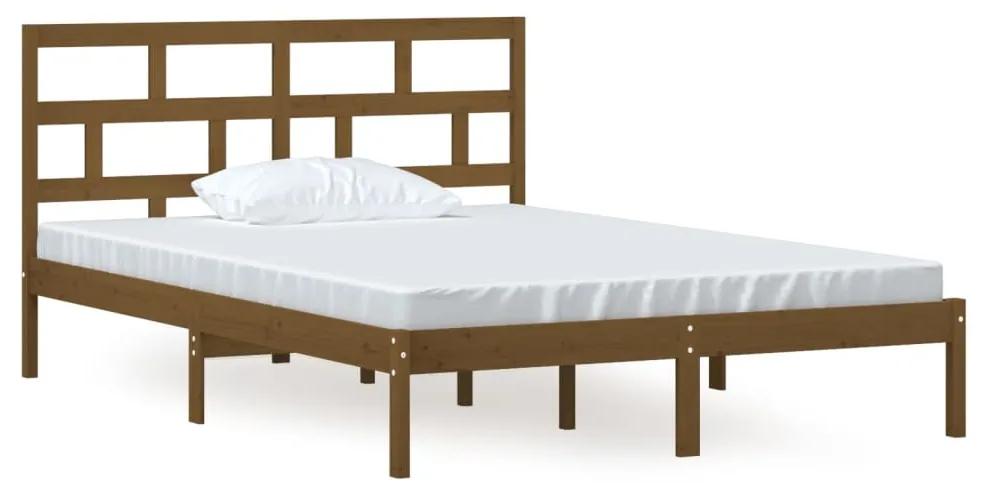 3101221 vidaXL Cadru de pat, maro miere, 140x200 cm, lemn masiv de pin