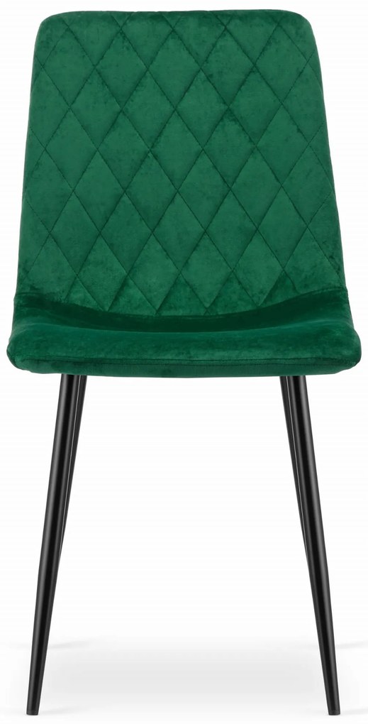 Scaun de masa din catifea verde cu picioare negre, TURIN