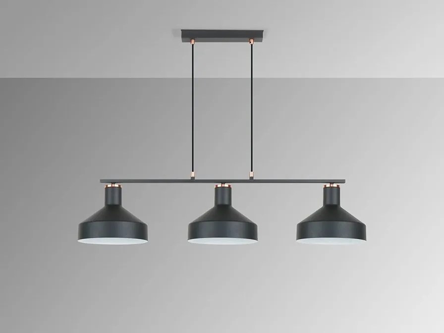 Lustra suspendata din metal design moderm Irias 3L negru/cupru